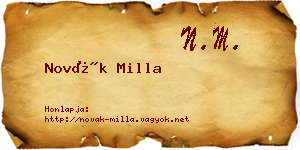Novák Milla névjegykártya